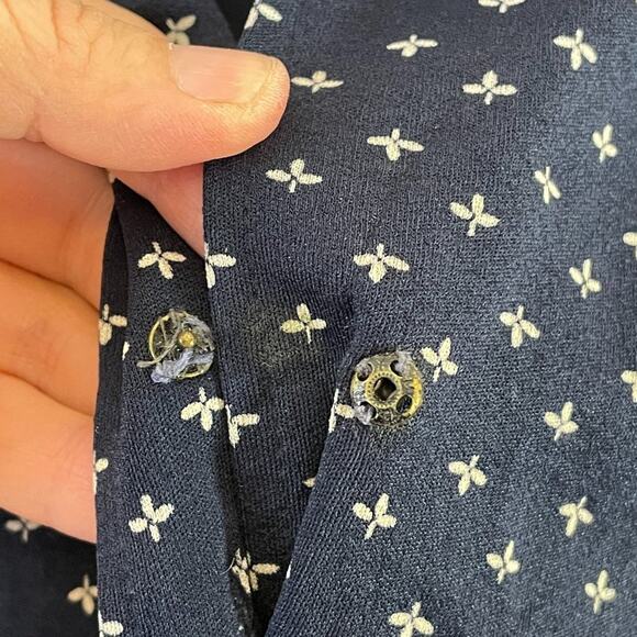 Vintage 1970s Navy Floral Shirt Dress by Alleri – Lounge or Belted Fit - Picture 10 of 15